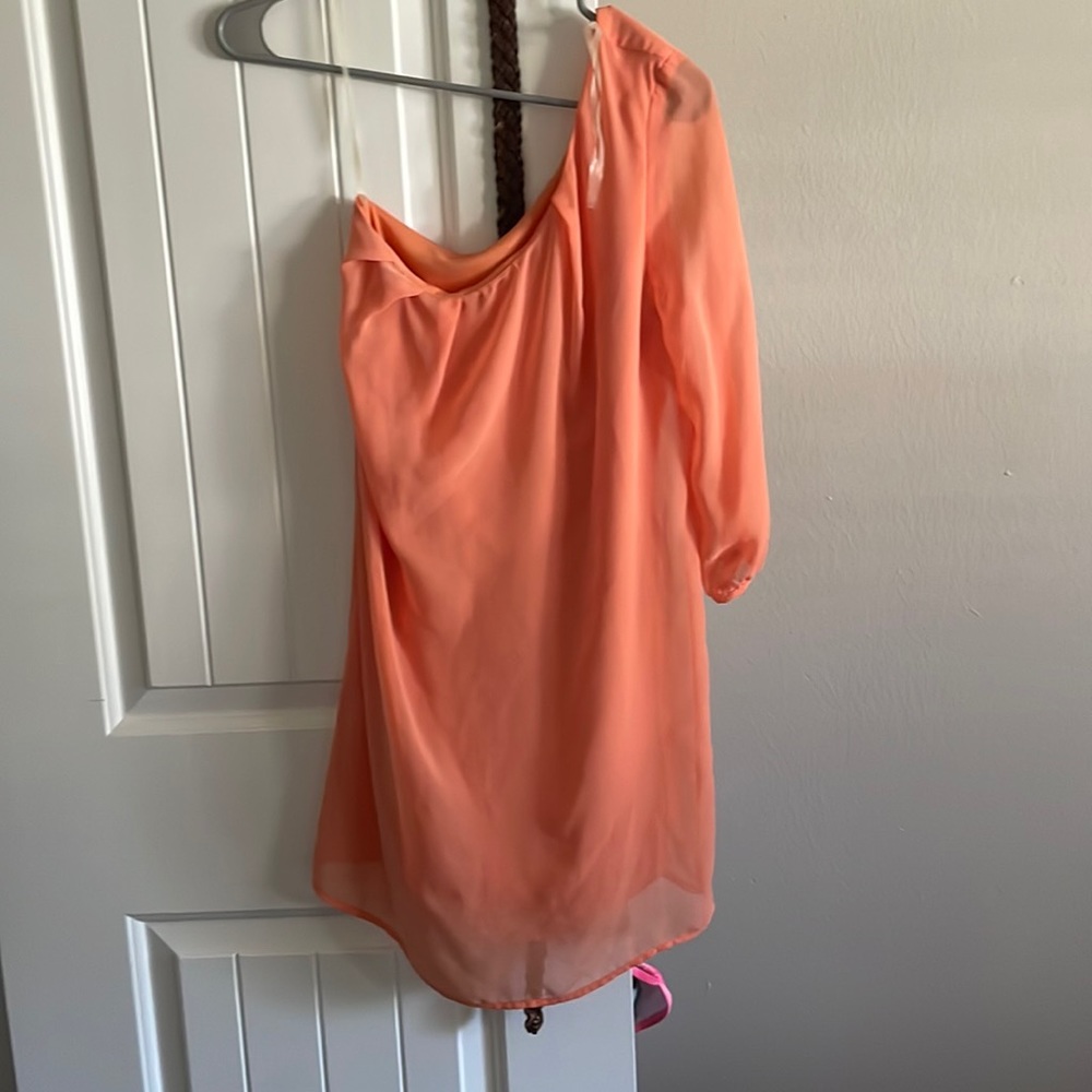 Orange One Shoulder Shift Dress